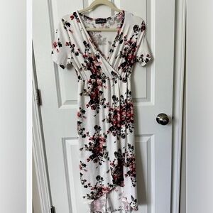 NWT Maternity White Floral Midi Dress S